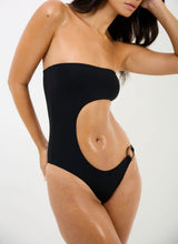 Load image into Gallery viewer, BLACK COCONUT RING CUT OUT SWIMSUIT
