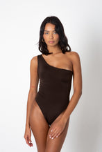 Load image into Gallery viewer, CHOCOLATE ONE SHOULDER SWIMSUIT
