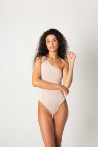 NUDE ONE SHOULDER SWIMSUIT